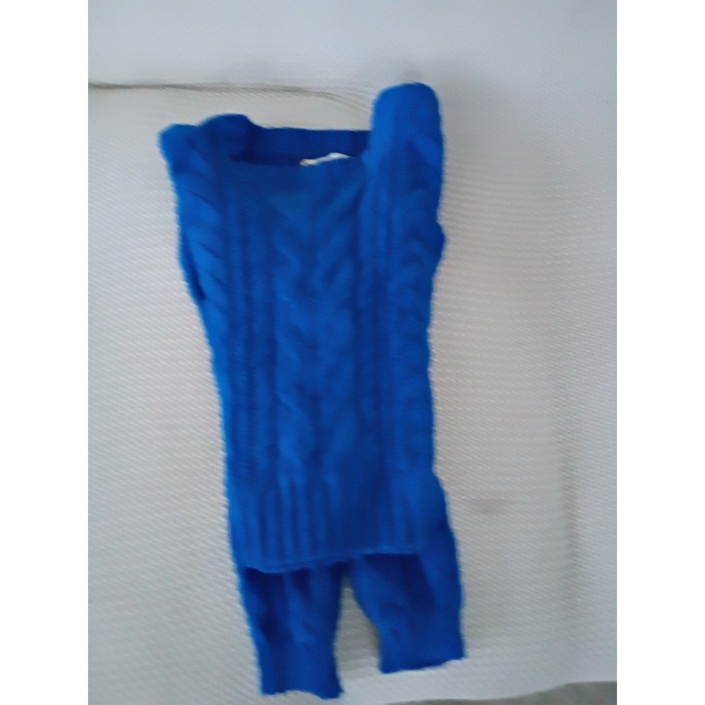 Pink Rose NWT Vibrant Stylish Cropped Knit Sweater Blue Cable Texture M - Picture 6 of 9